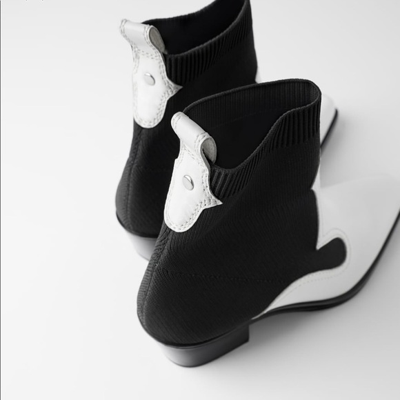 ZARA BNWT Contrasting Stretch Ankle Boots - Picture 4 of 8